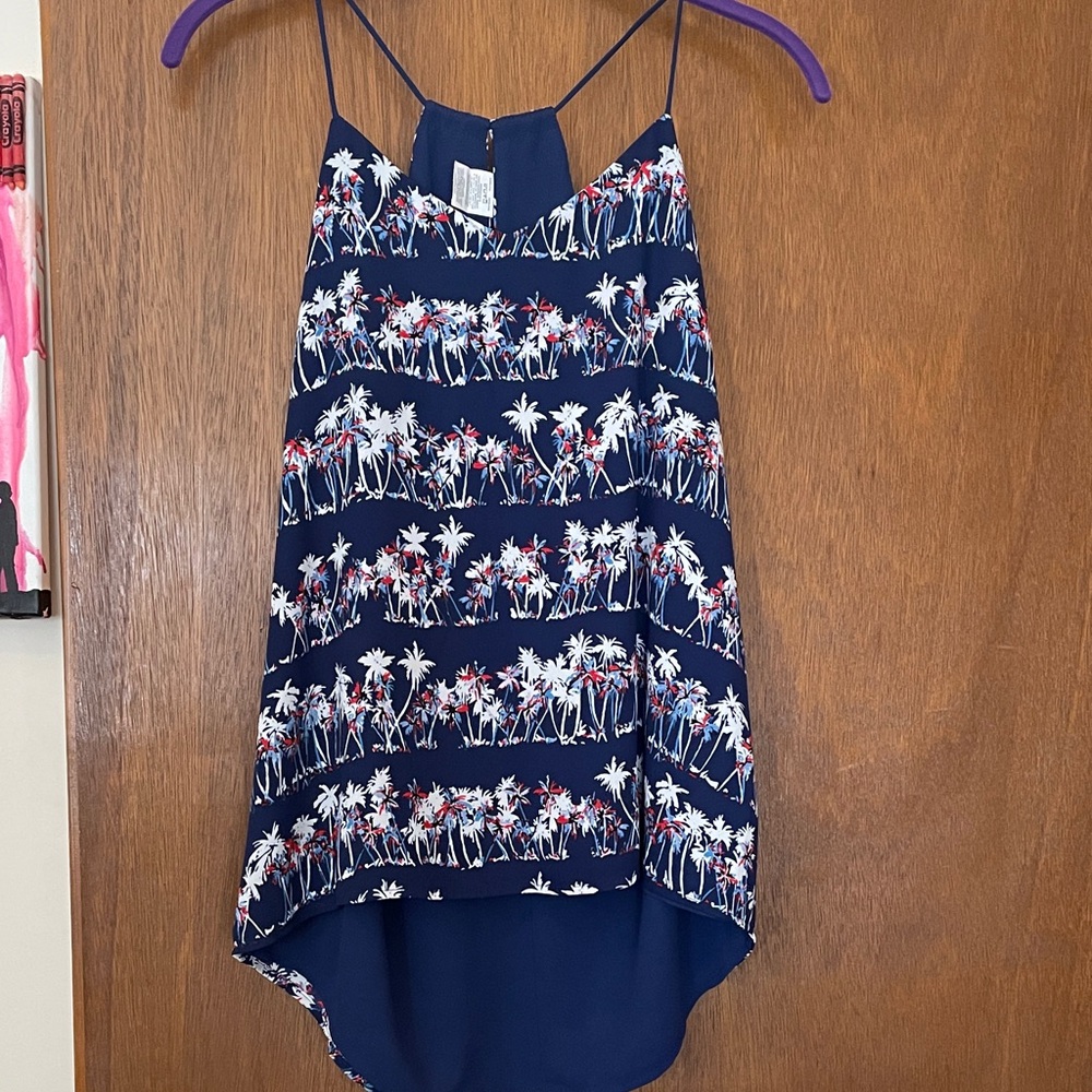 Express Navy Palm Tree Print Tank Top